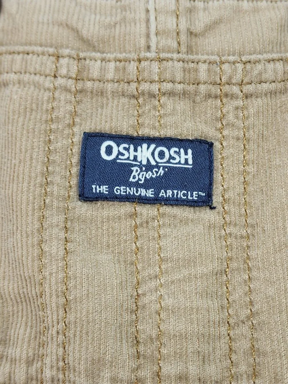 OshKosh B'Gosh Toddler Corduroy Overalls Size 18M Tan Plaid Lined Vestbak